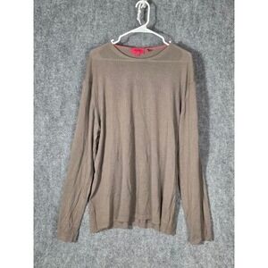 VTG HUGO BOSS Men Long Sleeve Crew Neck Knit Sweater Taupe XXL Made in Italy